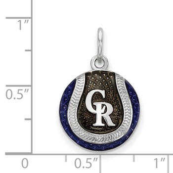 Sterling Silver Rhodium Plated Major League Baseball LogoArt Colorado Rockies Enamel Charm — alternate view