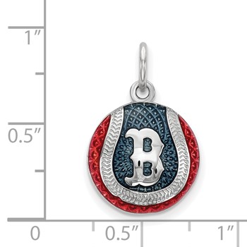 Sterling Silver Rhodium Plated Major League Baseball LogoArt Boston Red Sox Enamel Charm — alternate view