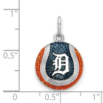 Sterling Silver Rhodium Plated Major League Baseball LogoArt Detroit Tigers Enamel Charm — alternate view