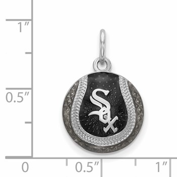 Sterling Silver Rhodium Plated Major League Baseball LogoArt Chicago White Sox Enamel Charm — alternate view