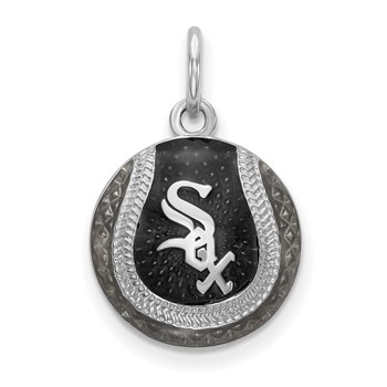 Sterling Silver Rhodium Plated Major League Baseball LogoArt Chicago White Sox Enamel Charm