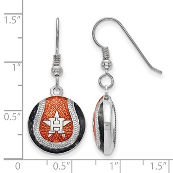 Sterling Silver Rhodium Plated Major League Baseball LogoArt Houston Astros Enamel Earrings — alternate view