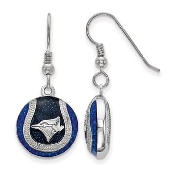 SS/Rh-p Major League Baseball LogoArt Toronto Blue Jays Dangle Earrings
