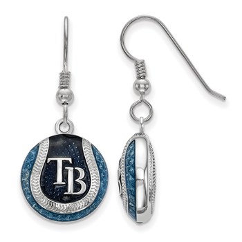 SS/Rh-p Major League Baseball LogoArt Tampa Bay Rays Enamel Earrings