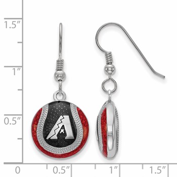 Sterling Silver Rhodium Plated Major League Baseball LogoArt Arizona Diamondbacks Earrings — alternate view