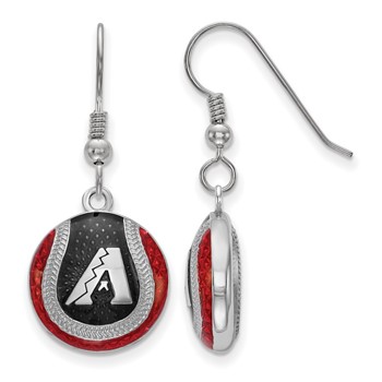 Sterling Silver Rhodium Plated Major League Baseball LogoArt Arizona Diamondbacks Earrings