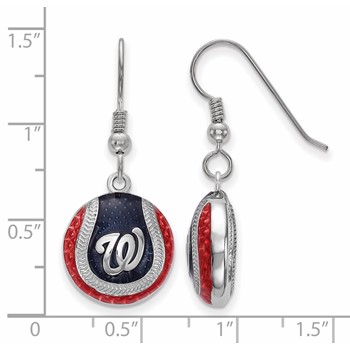 SS/Rh-p Major League Baseball LogoArt Washington Nationals Enamel Earrings — alternate view