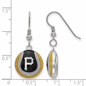 Sterling Silver Rhodium Plated Major League Baseball LogoArt Pittsburgh Pirates Enamel Earrings — alternate view