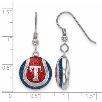 SS/Rh-p Major League Baseball LogoArt Texas Rangers Enamel Earrings — alternate view