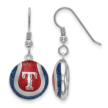 SS/Rh-p Major League Baseball LogoArt Texas Rangers Enamel Earrings