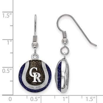 Sterling Silver Rhodium Plated Major League Baseball LogoArt Colorado Rockies Enamel Earrings — alternate view