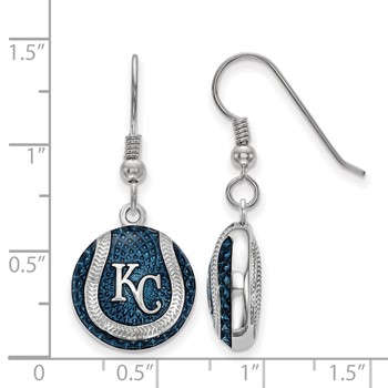 Sterling Silver Rhodium Plated Major League Baseball LogoArt Kansas City Royals Enamel Earrings — alternate view