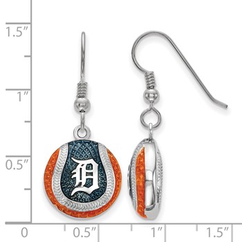 Sterling Silver Rhodium Plated Major League Baseball LogoArt Detroit Tigers Enamel Earrings — alternate view