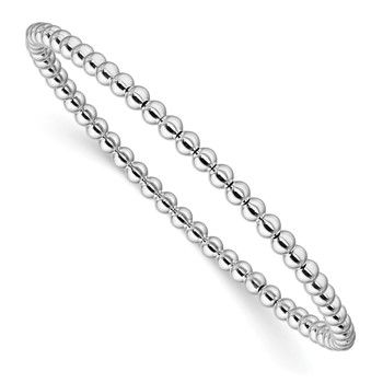Sterling Silver 6.5in 3.00mm Beaded Stretch Bracelet