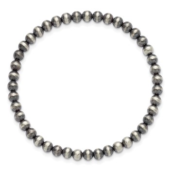 Sterling Silver 6.5in 4.00mm Navajo Style Beaded Stretch Bracelet — alternate view