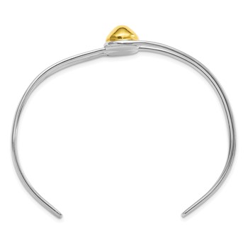 Sterling Silver & Brass Polished Bead Cuff Bracelet — alternate view