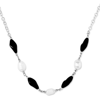 Sterling Silver 24' Polished link w/Stones Necklace