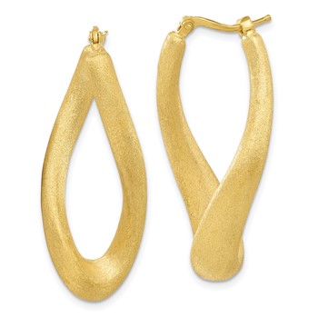 Affordable Expressions Sterling Silver Gold-tone Brushed & Twisted Oval Hoop Earrings