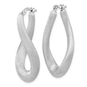 Sterling Silver Brushed & Twisted Oval Hoop Earrings — alternate view