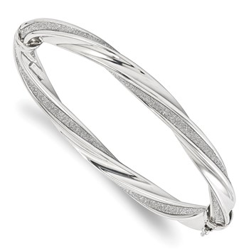 Sterling Silver Fancy Glitter Infused Twist Bangle