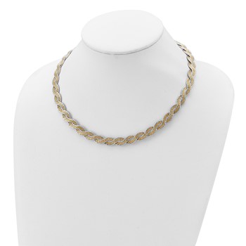 Sterling Silver Gold-tone Diamond-cut Twisted Necklace — alternate view
