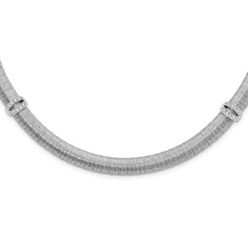 Sterling Silver Rhodium-plated Wire Wrapped CZ Station Necklace