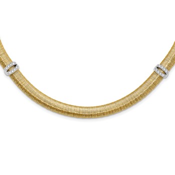 Sterling Silver Gold-tone Wire Wrapped CZ Station w/ 2in ext Necklace