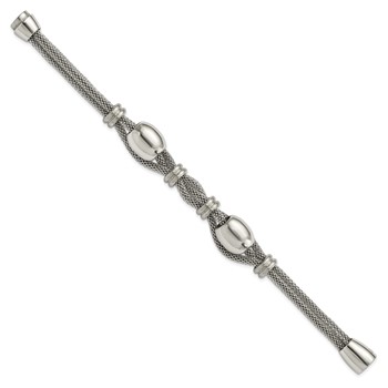 Stainless Steel Polished and Brushed Beads Twisted Bracelet — alternate view