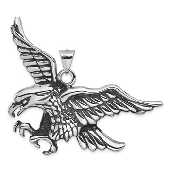 Stainless Steel Polished and Antiqued Eagle Pendant
