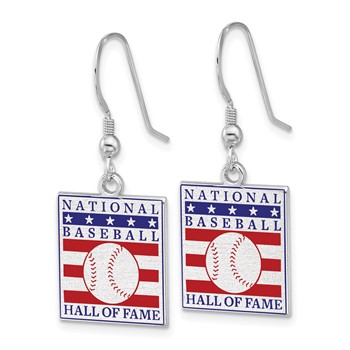 Sterling Silver Rhodium plated Hall of Fame Epoxy Dangle Earrings — alternate view