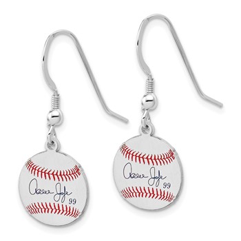 Sterling Silver Rhodium plated Aaron Judge Major League Baseball Players Association Signature Epoxy Earrings — alternate view