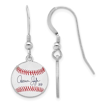 Sterling Silver Rhodium plated Aaron Judge Major League Baseball Players Association Signature Epoxy Earrings