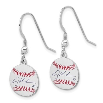 Sterling Silver Rhodium plated Adley Rutschman Major League Baseball Players Association Signature Epoxy Earrings — alternate view