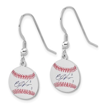 Sterling Silver Rhodium plated Bryce Harper Major League Baseball Players Association Signature Epoxy Earrings — alternate view