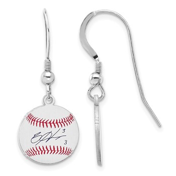 Sterling Silver Rhodium plated Bryce Harper Major League Baseball Players Association Signature Epoxy Earrings
