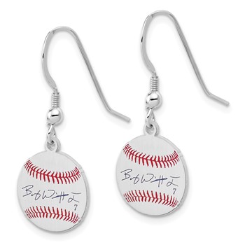 Sterling Silver Rhodium plated Bobby Witt Jr. Major League Baseball Players Association Signature Epoxy Earrings — alternate view