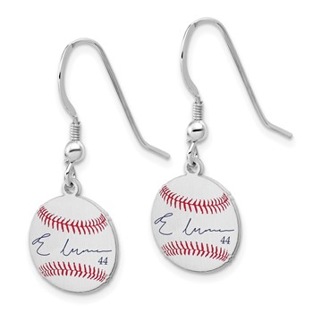 Sterling Silver Rhodium plated Elly De La Cruz Major League Baseball Players Association Signature Epoxy Earrings — alternate view
