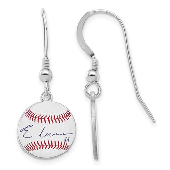 Sterling Silver Rhodium plated Elly De La Cruz Major League Baseball Players Association Signature Epoxy Earrings