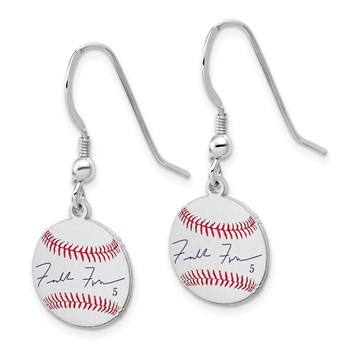Sterling Silver Rhodium plated Freddie Freeman Major League Baseball Players Association Signature Epoxy Earrings — alternate view