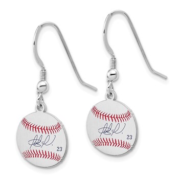 Sterling Silver Rhodium plated Fernando Tatis Jr. Major League Baseball Players Association Signature Epoxy Earrings — alternate view