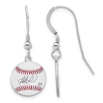 Sterling Silver Rhodium plated Fernando Tatis Jr. Major League Baseball Players Association Signature Epoxy Earrings