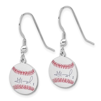 Sterling Silver Rhodium plated Jose Altuve Major League Baseball Players Association Signature Epoxy Earrings — alternate view