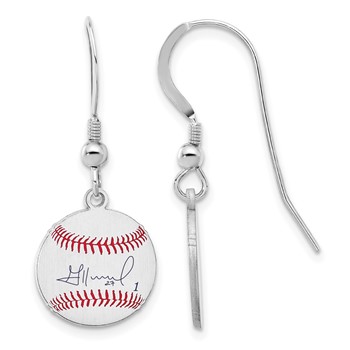 Sterling Silver Rhodium plated Jose Altuve Major League Baseball Players Association Signature Epoxy Earrings