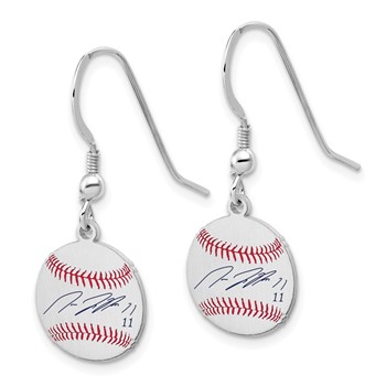 Sterling Silver Rhodium plated José Ramírez Major League Baseball Players Association Signature Epoxy Earrings — alternate view
