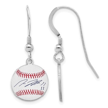 Sterling Silver Rhodium plated José Ramírez Major League Baseball Players Association Signature Epoxy Earrings