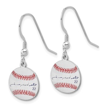 Sterling Silver Rhodium plated Juan Soto Major League Baseball Players Association Signature Epoxy Earrings — alternate view