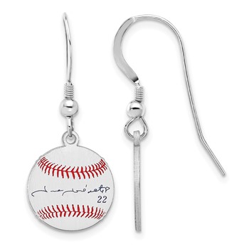 Sterling Silver Rhodium plated Juan Soto Major League Baseball Players Association Signature Epoxy Earrings