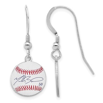 Sterling Silver Rhodium plated Markus MOOKIE Betts Major League Baseball Players Association Signature Epoxy Earrings