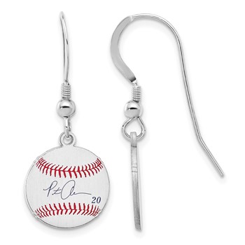 Sterling Silver Rhodium plated Pete Alonso Major League Baseball Players Association Signature Epoxy Earrings