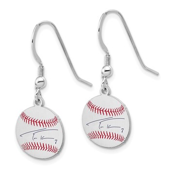Sterling Silver Rhodium plated Trea Turner Major League Baseball Players Association Signature Epoxy Earrings — alternate view